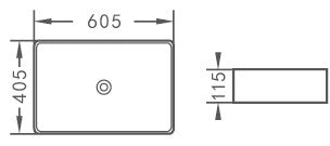 Above counter basin Size: 605*405*115mm