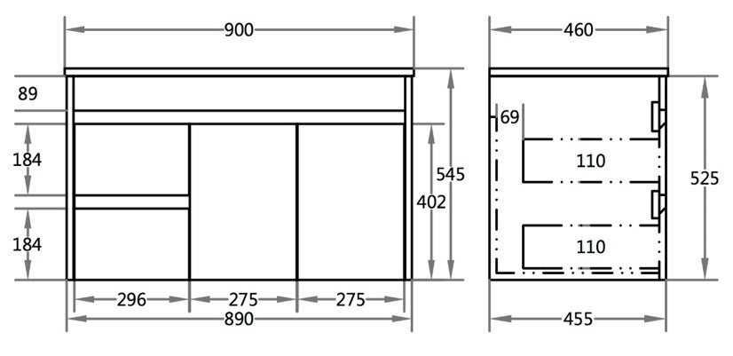 Polar PVC Waterpoof Wall Hung Bathroom Vanity White