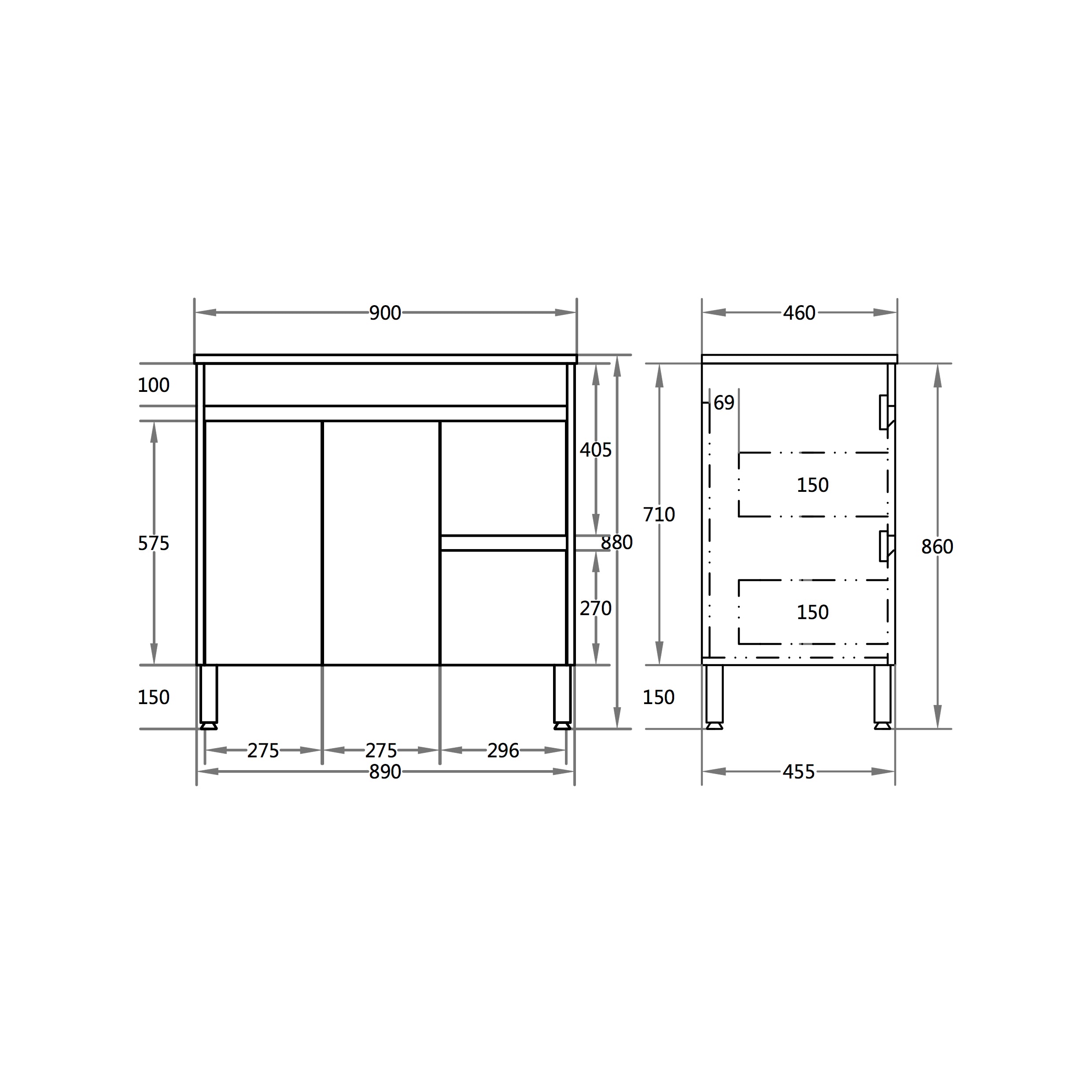 Nova Plywood Freestanding Bathroom Vanity Concrete Grey