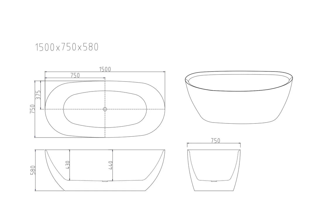 Pilato 1700mm Freestanding Gloss White Bathtub