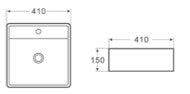 Wall Hung and Above counter basin: Size:410*410*150mm
