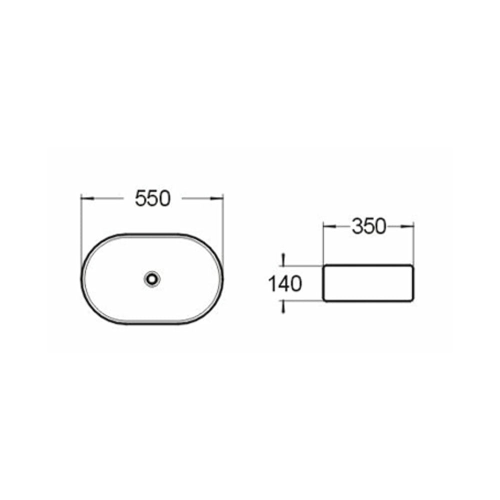 Gloss Black and White Above Counter Art Basin 550*350*140mm