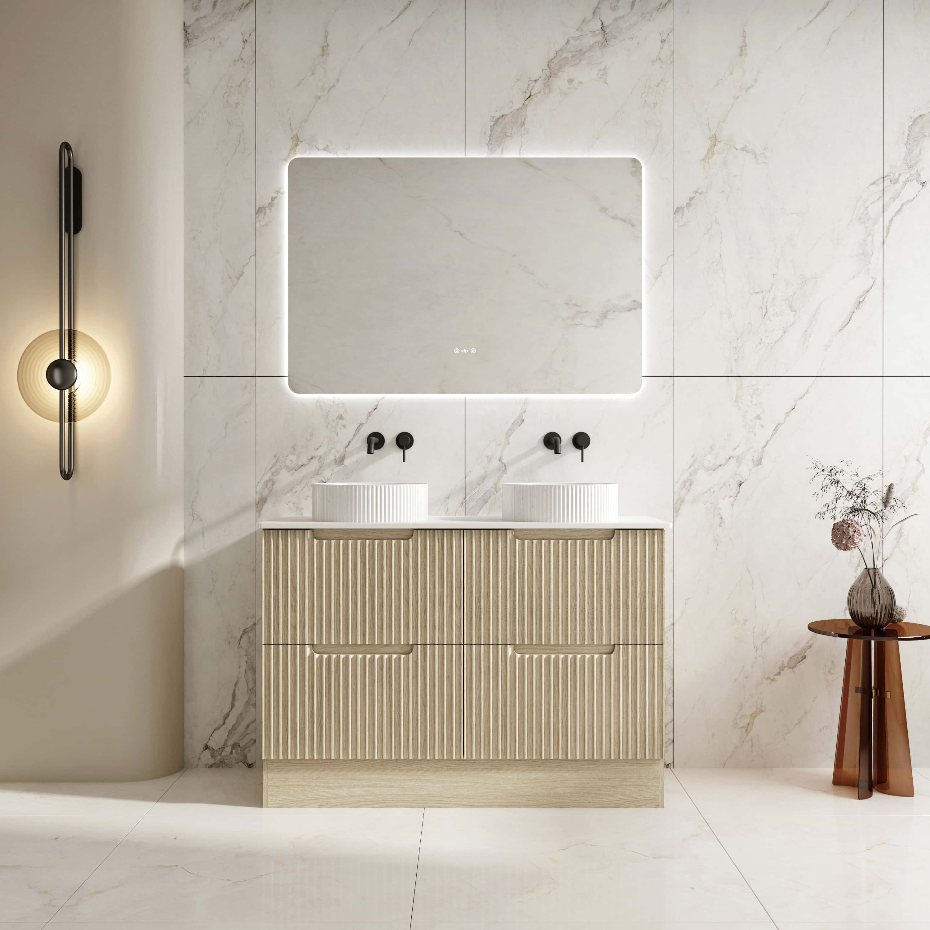 Rhea Fluted Freestanding Vanity Natural Oak