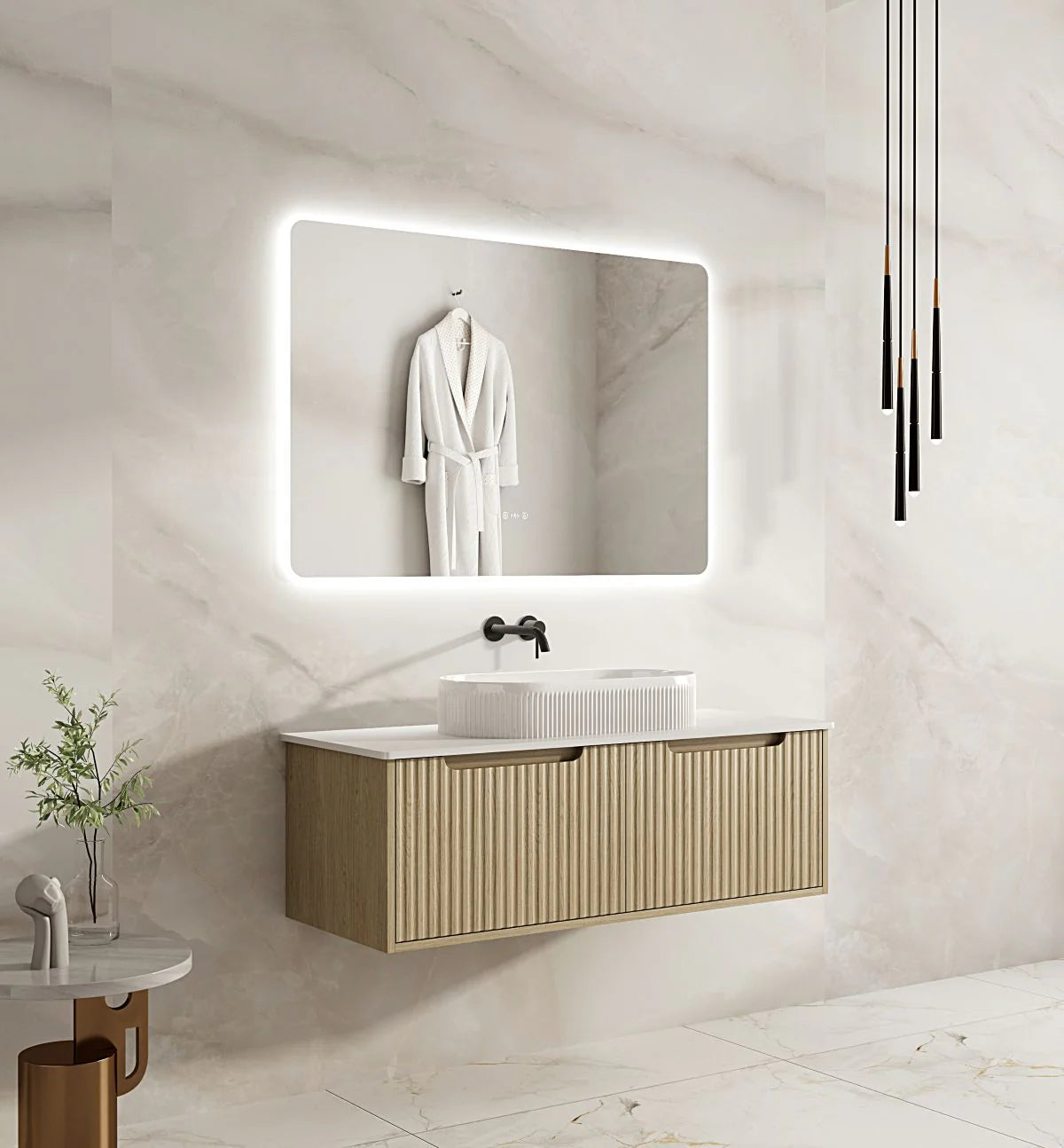 Rhea Fluted Wallhung Vanity Natural Oak