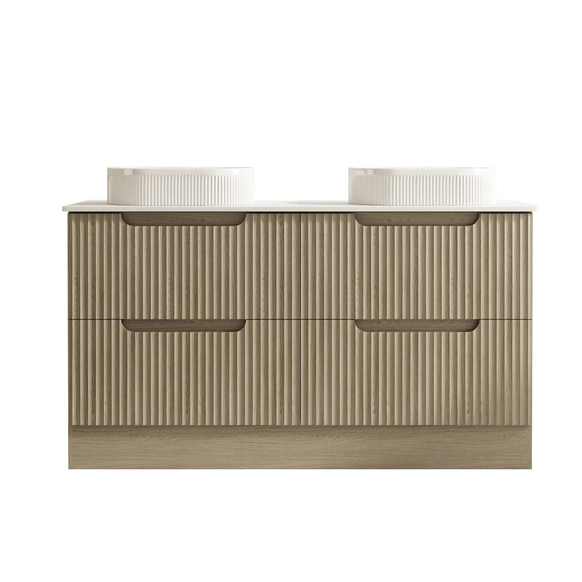 Rhea Fluted Freestanding Vanity Natural Oak