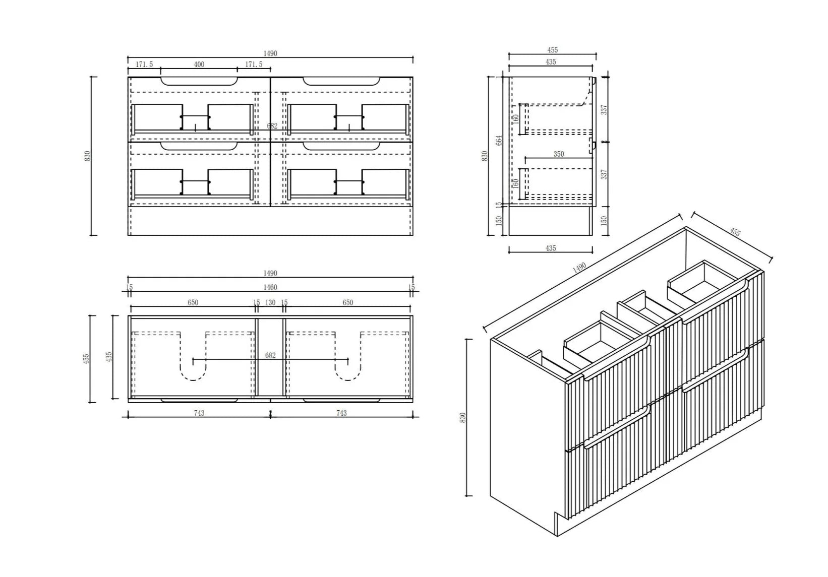 Rhea Fluted Freestanding Vanity Natural Oak