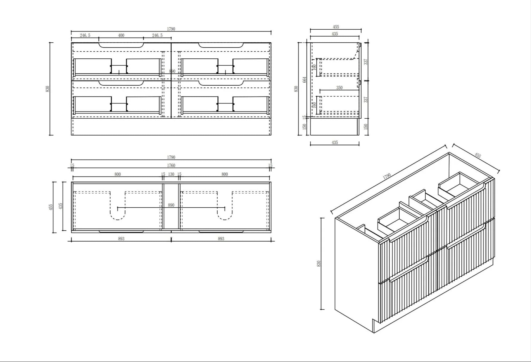 Rhea Fluted Freestanding Vanity Natural Oak