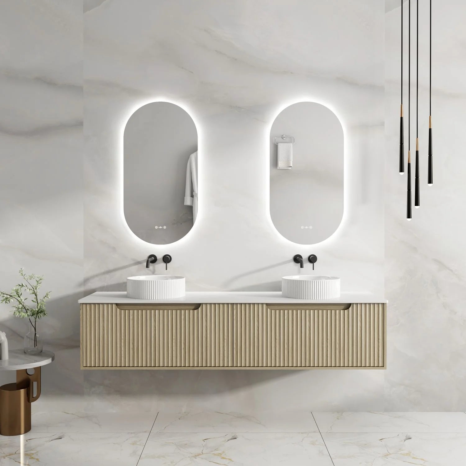 Rhea Fluted Wallhung Vanity Natural Oak