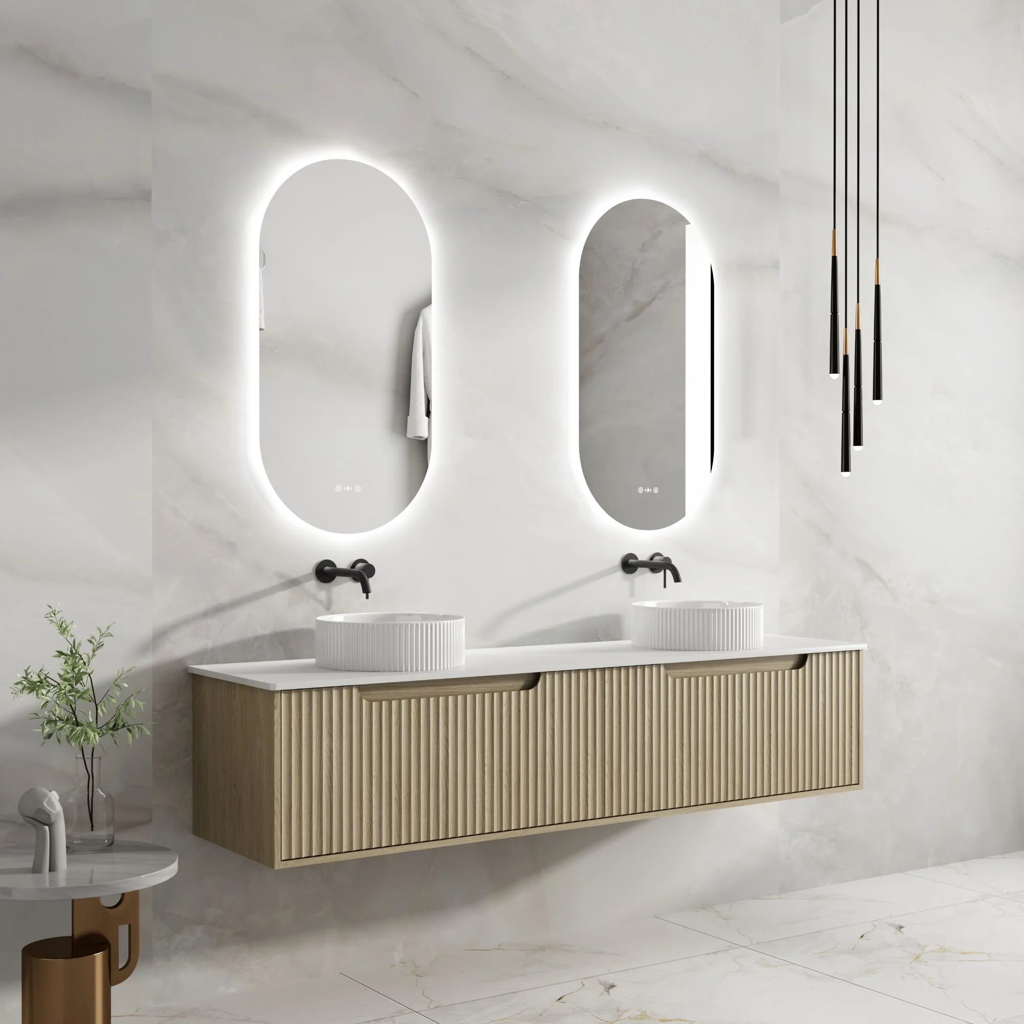 Rhea Fluted Wallhung Vanity Natural Oak