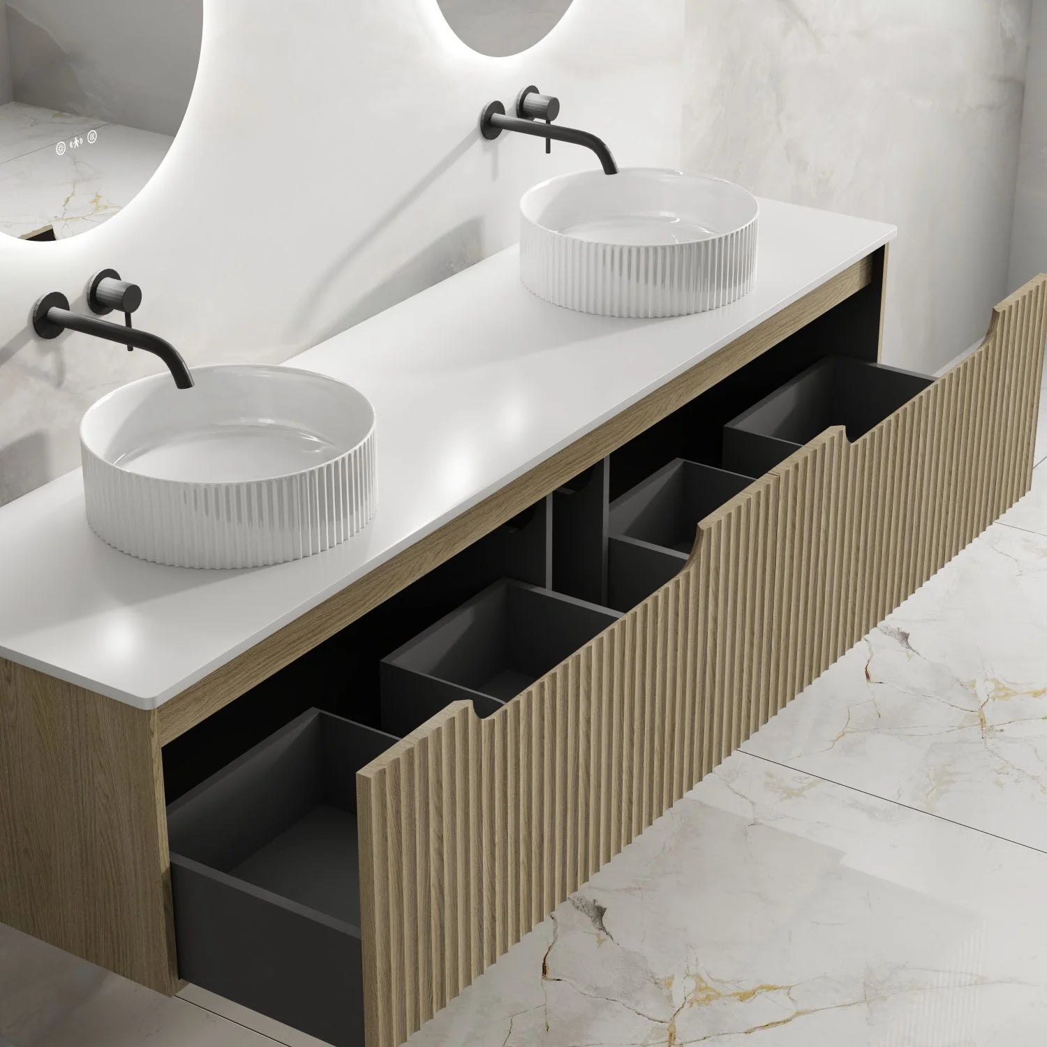 Rhea Fluted Wallhung Vanity Natural Oak