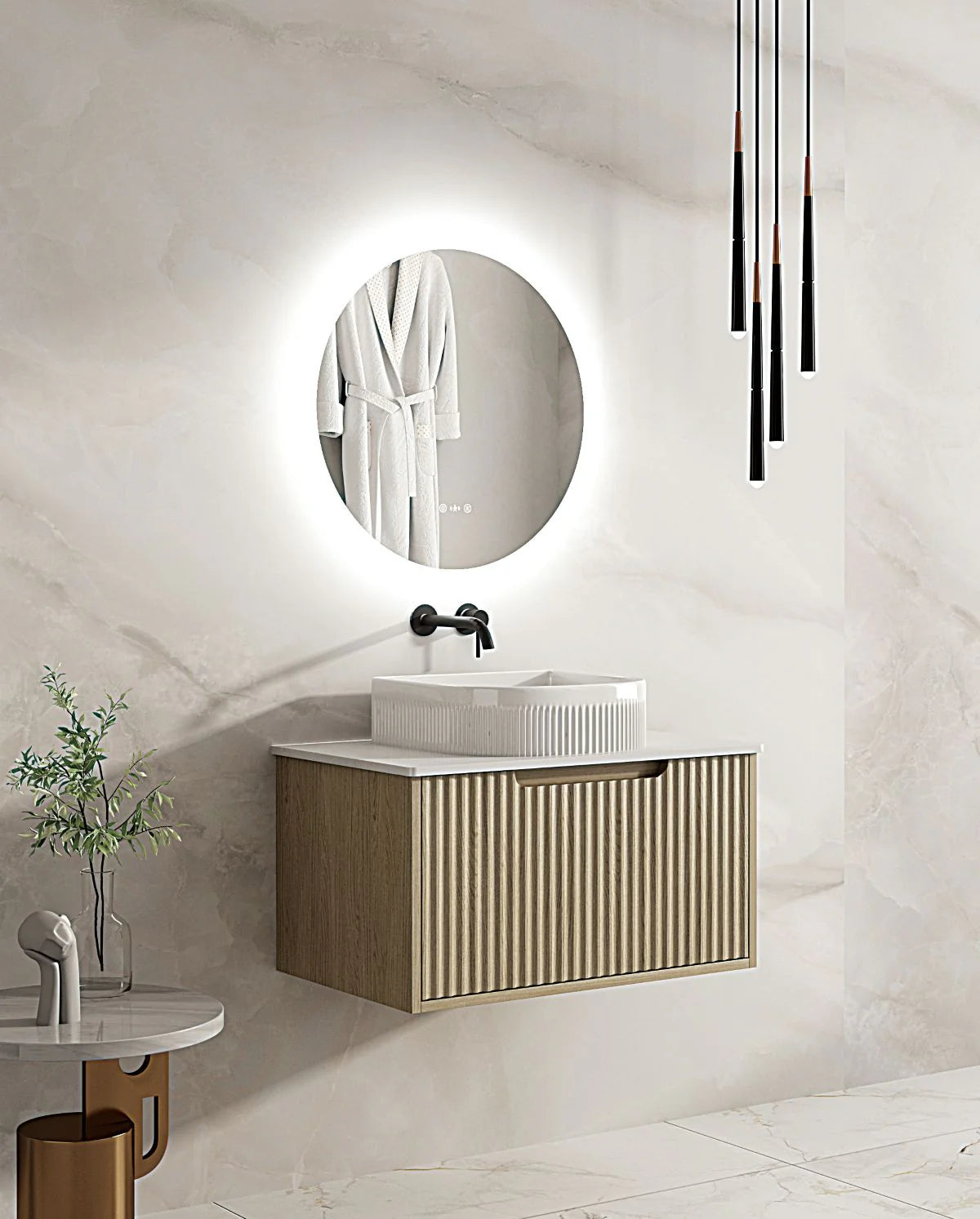 Rhea Fluted Wallhung Vanity Natural Oak