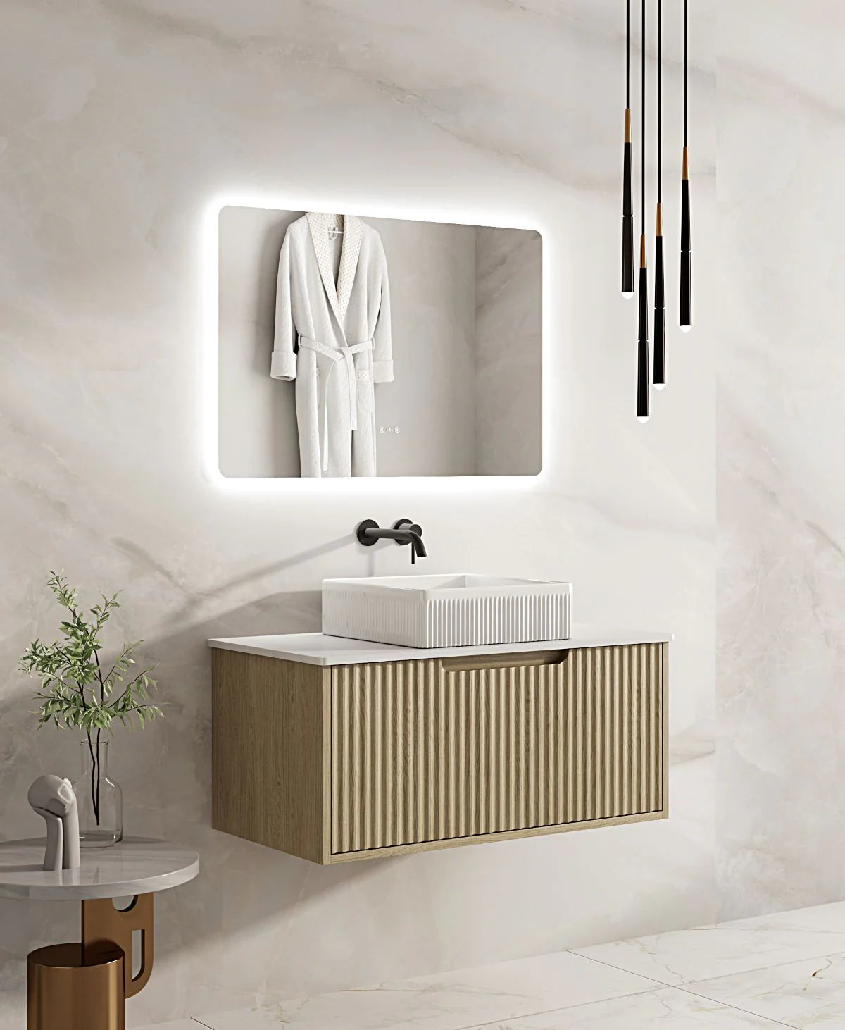 Rhea Fluted Wallhung Vanity Natural Oak