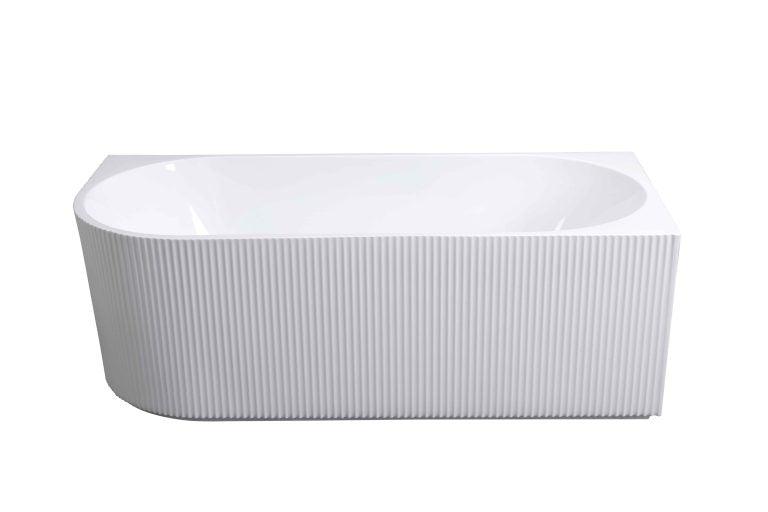 Rose 1500mm V-Groove Right-Hand Corner Matt White Bathtub - Living and Bathroom