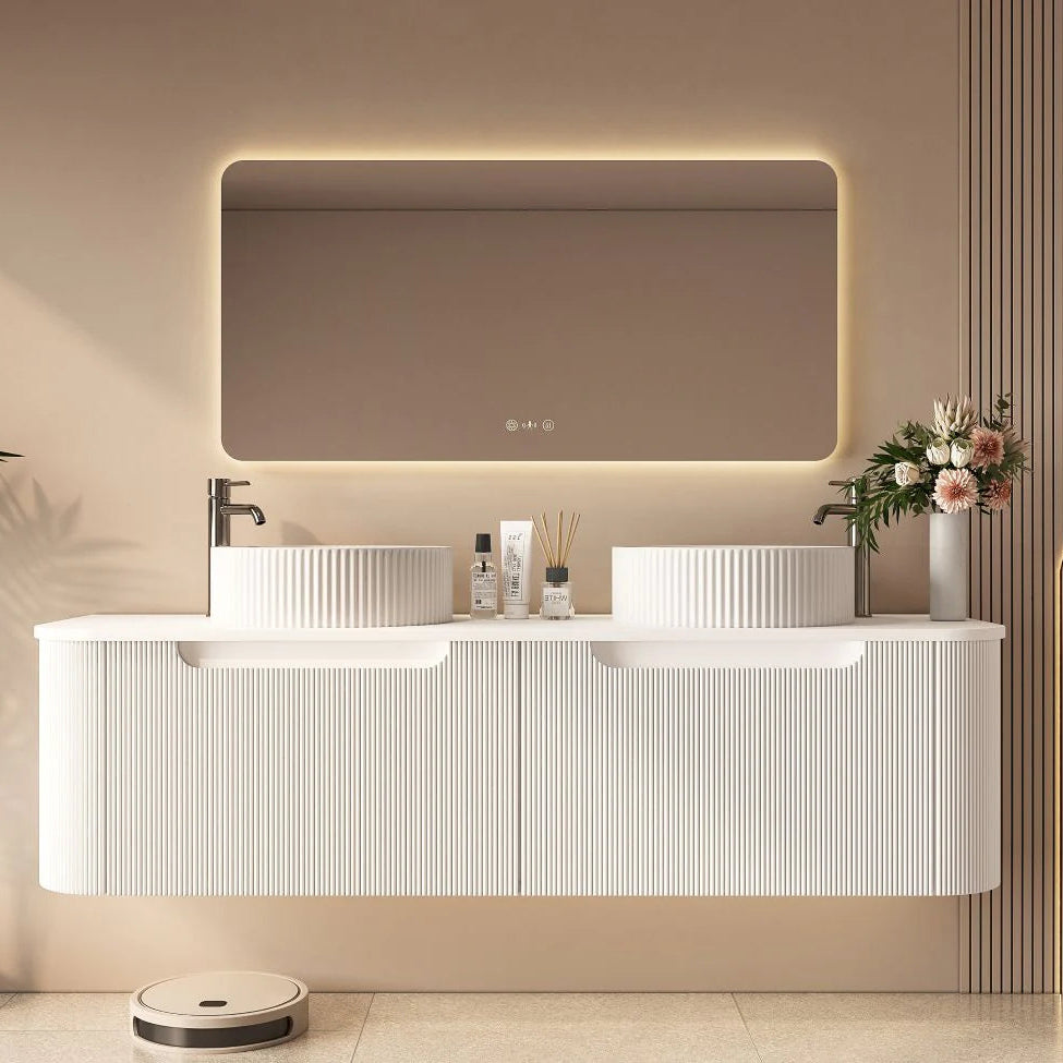 Rome Fluted Curve Wallhung Vanity Matte White