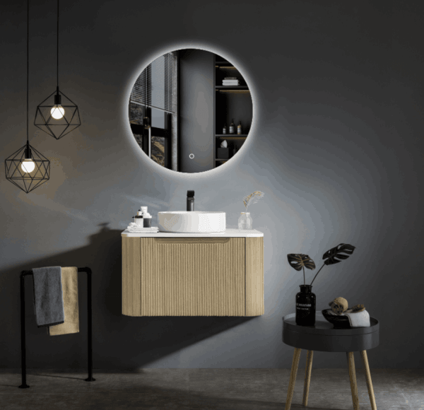 Fluted Rome Wall-hung Cabinet 600mm Bur Oak - Living and Bathroom