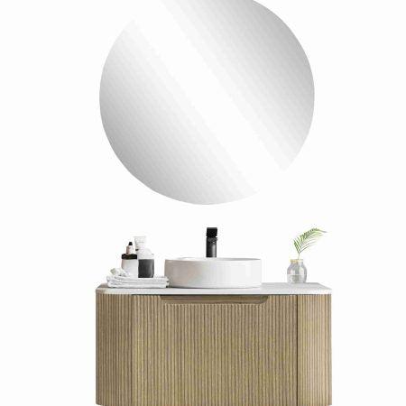 Fluted Rome Wall-hung Cabinet 750mm Bur Oak - Living and Bathroom