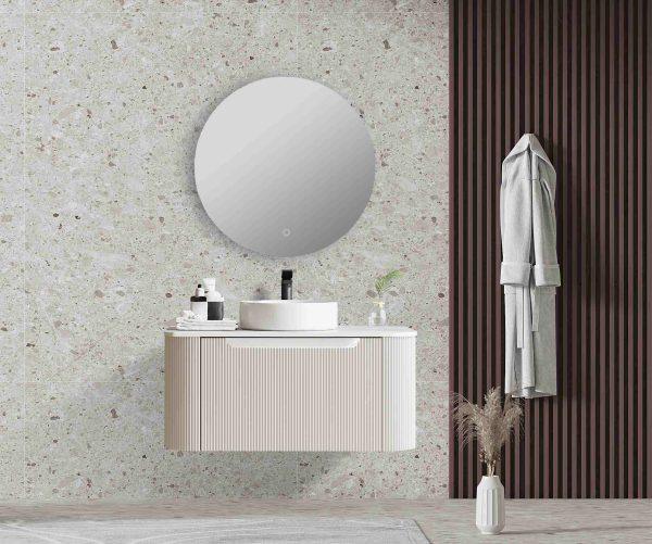 Fluted Rome Wall-hung Cabinet 900mm Matt White - Living and Bathroom