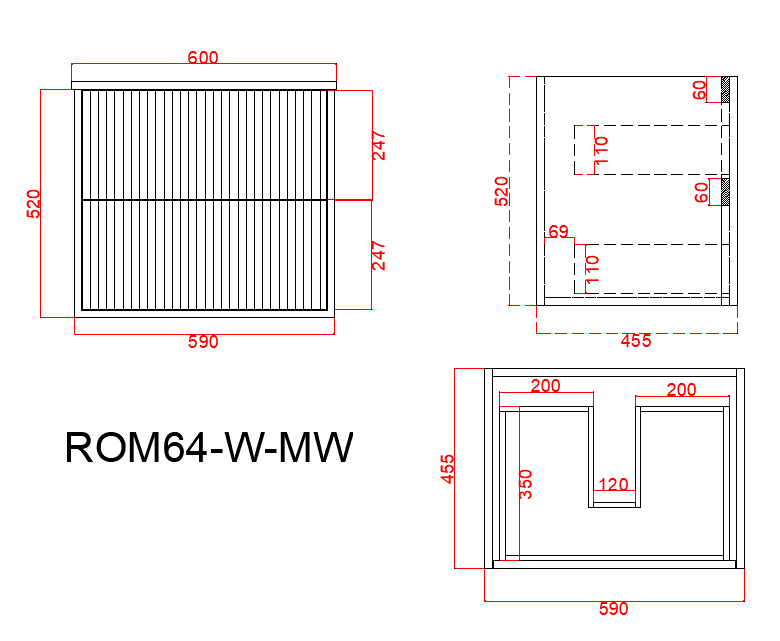Rome PVC Fluted Waterproof  Wall Hung Bathroom Vanity  Matte White