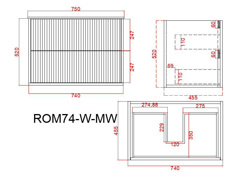 Rome PVC Fluted Waterproof  Wall Hung Bathroom Vanity  Matte White