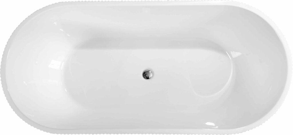 Rose 1500mm Fluted V-Groove Freestanding Matt White Bathtub - Living and Bathroom