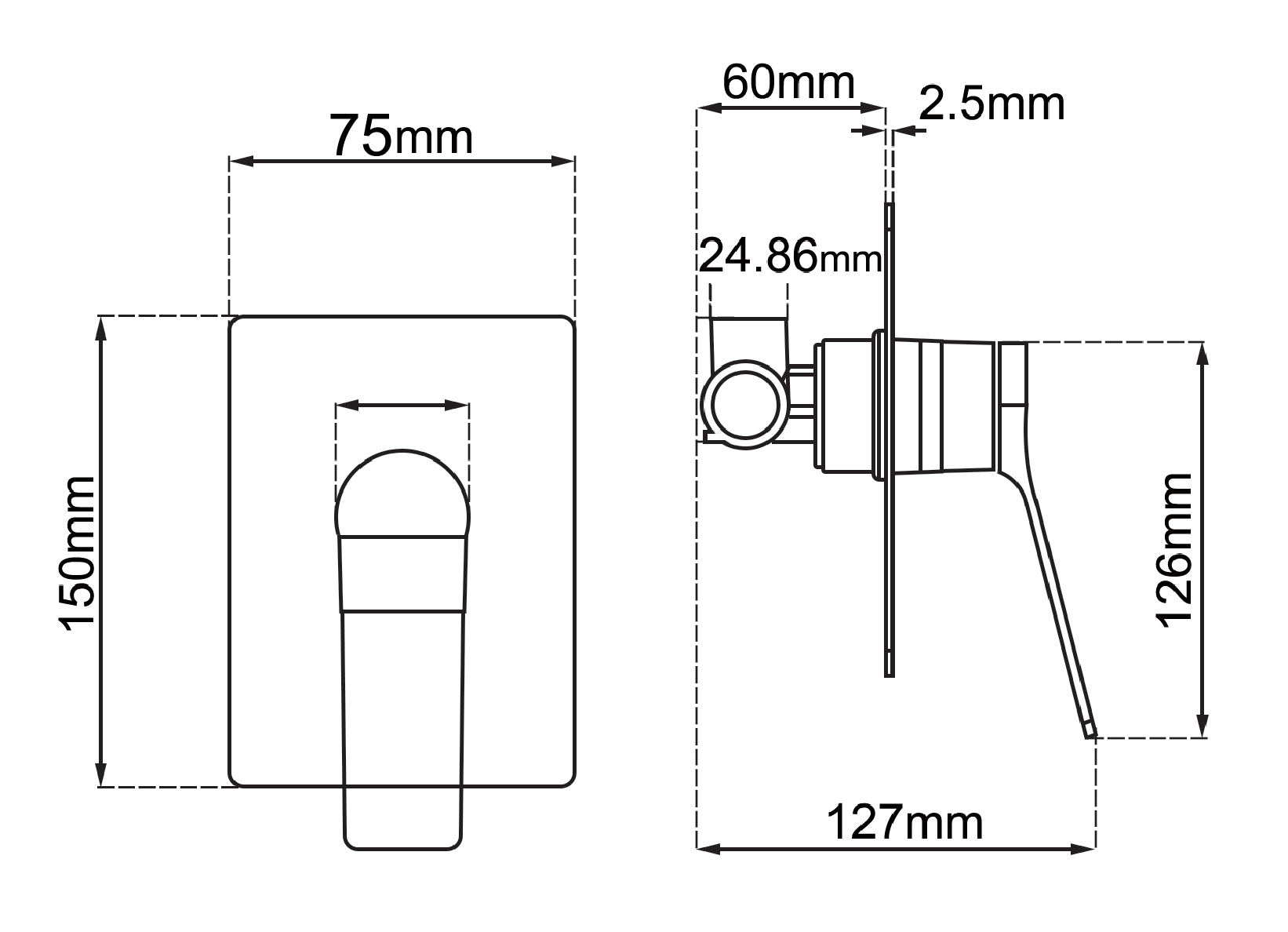 RUSHY - Brushed Gunmetal Wall Mixer