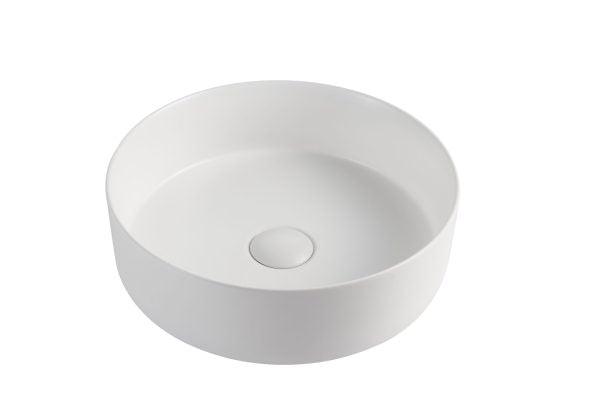 Sasso 30 Matt White Above Counter Round Basin - Living and Bathroom