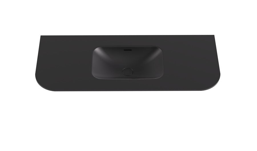 Solid Surface Curved Stone with integrated Basin Matte Black