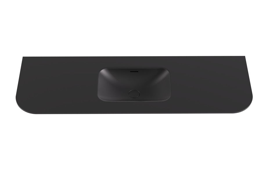 Solid Surface Curved Stone with integrated Basin Matte Black
