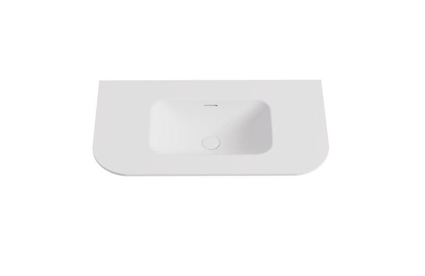 Solid Surface Curved Stone with integrated Basin Matte White