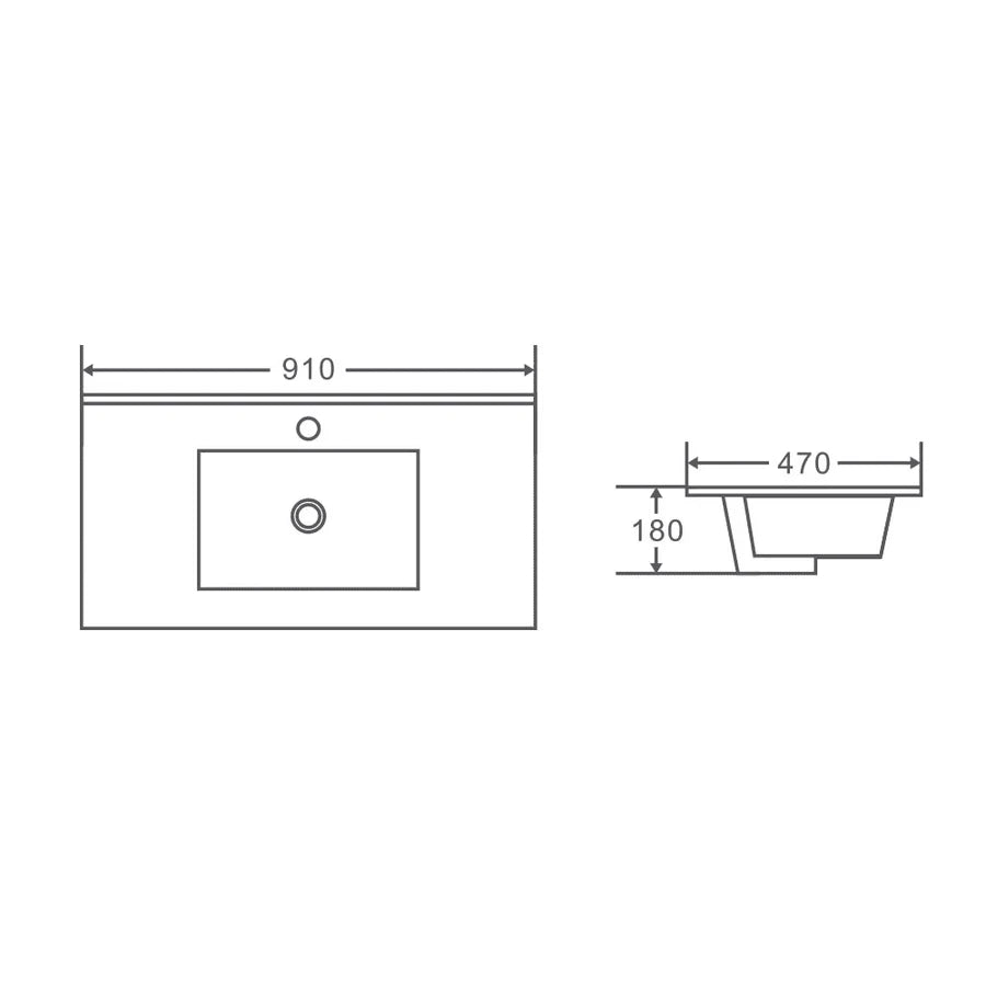 HERA 900mm Wall-Hung Vanity - Black Oak