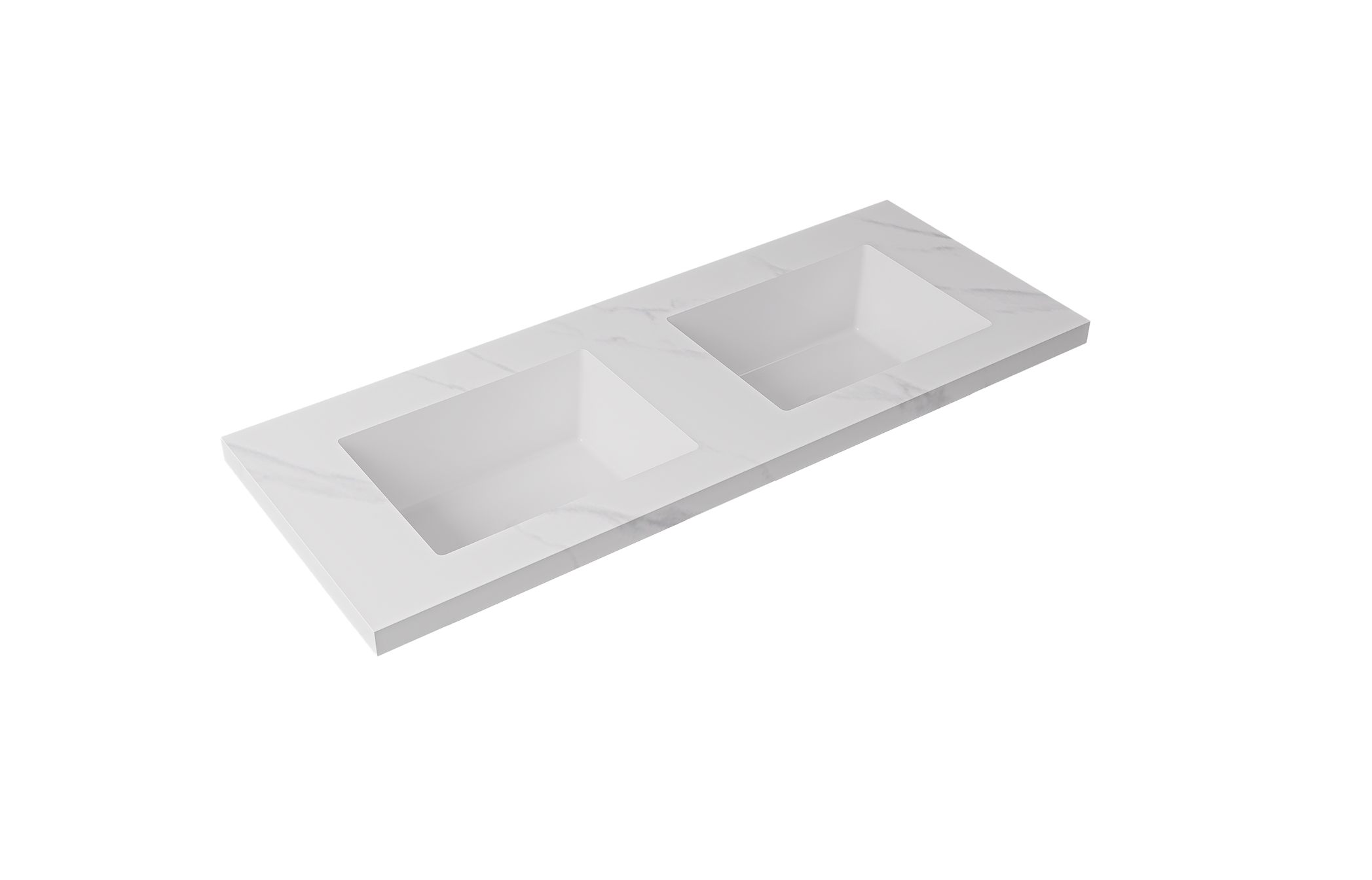 Carrara White Undermount Sintered Stone Top With Seamless Ceramic Basin Without Tap Hole