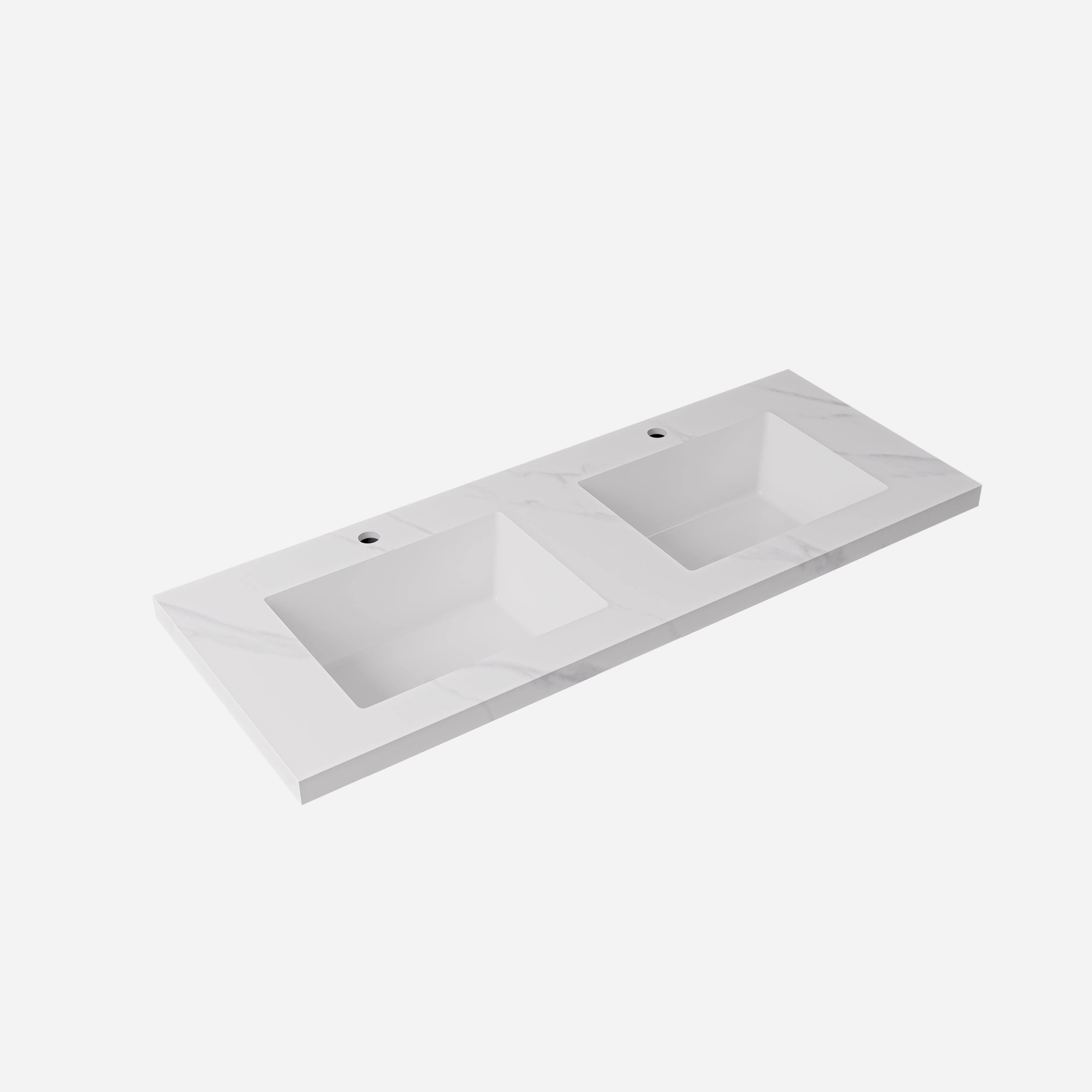 Carrara White Undermount Sintered Stone Top With Seamless Ceramic Basin With Tap Hole