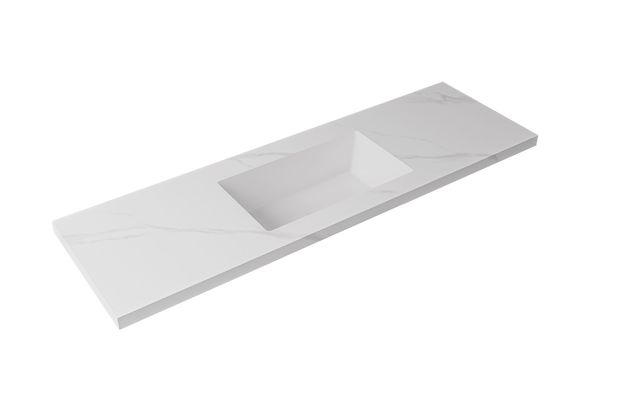 Carrara White Undermount Sintered Stone Top With Seamless Ceramic Basin Without Tap Hole