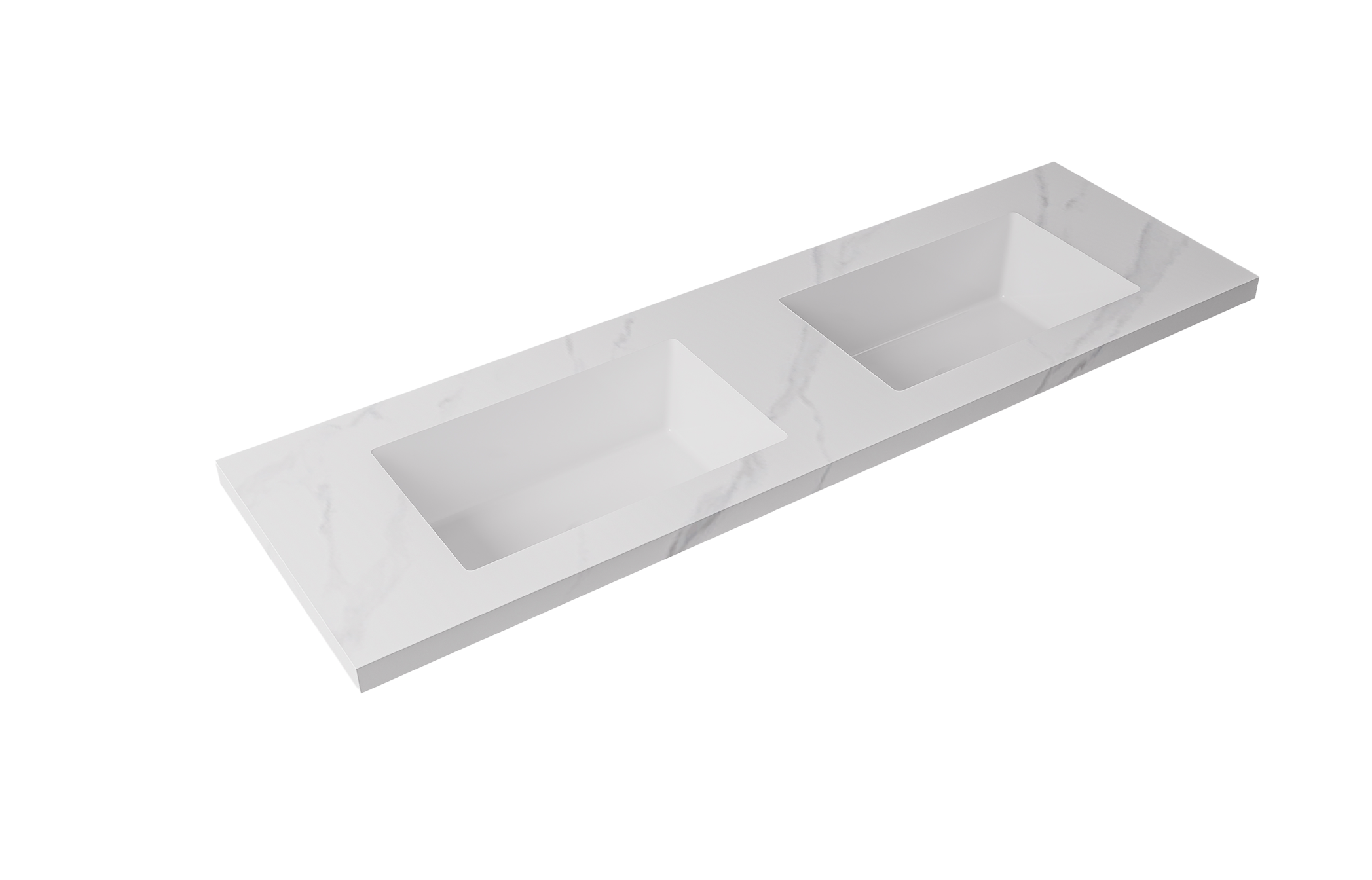 Carrara White Undermount Sintered Stone Top With Seamless Ceramic Basin Without Tap Hole