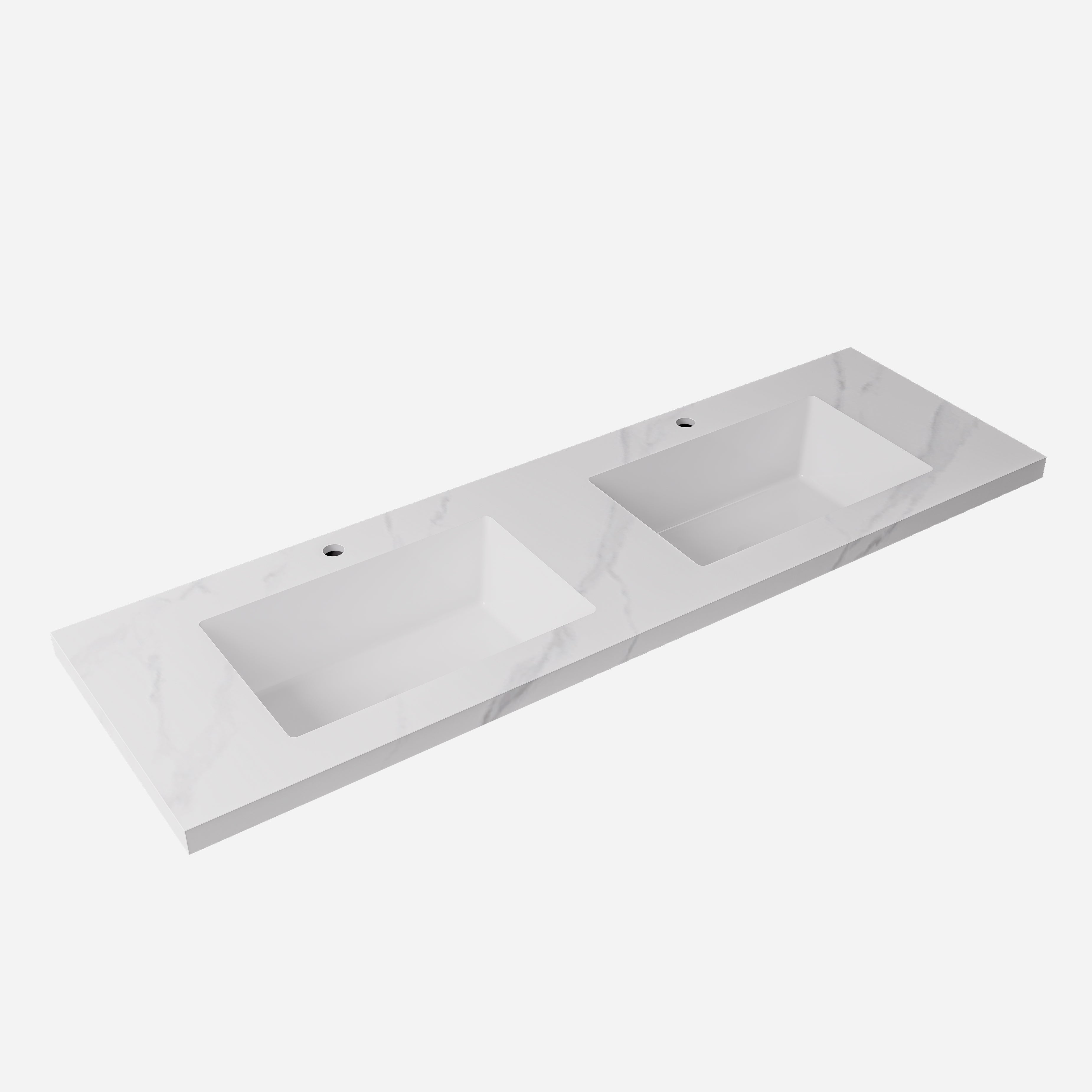 Carrara White Undermount Sintered Stone Top With Seamless Ceramic Basin With Tap Hole