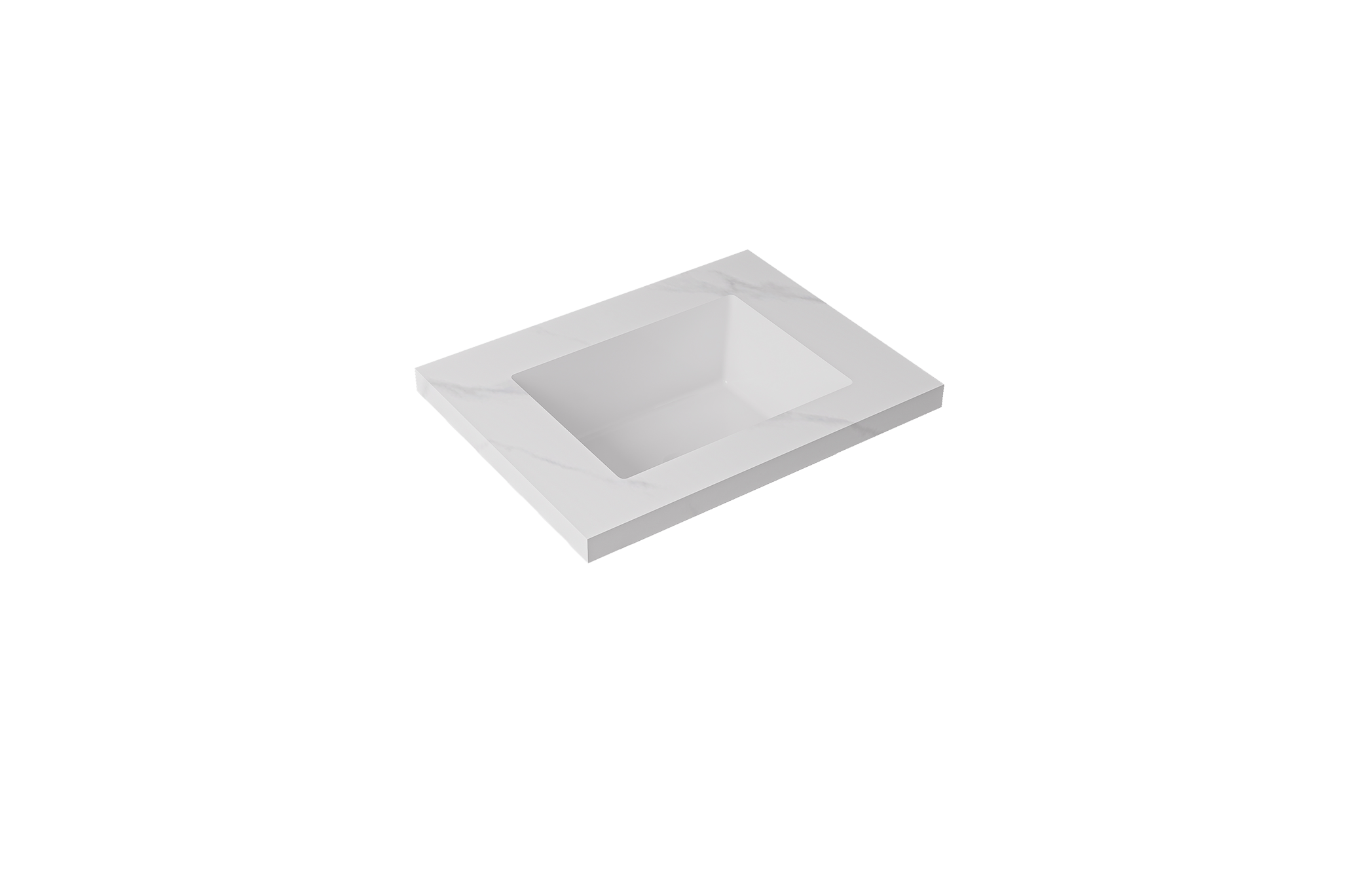 Carrara White Undermount Sintered Stone Top With Seamless Ceramic Basin Without Tap Hole