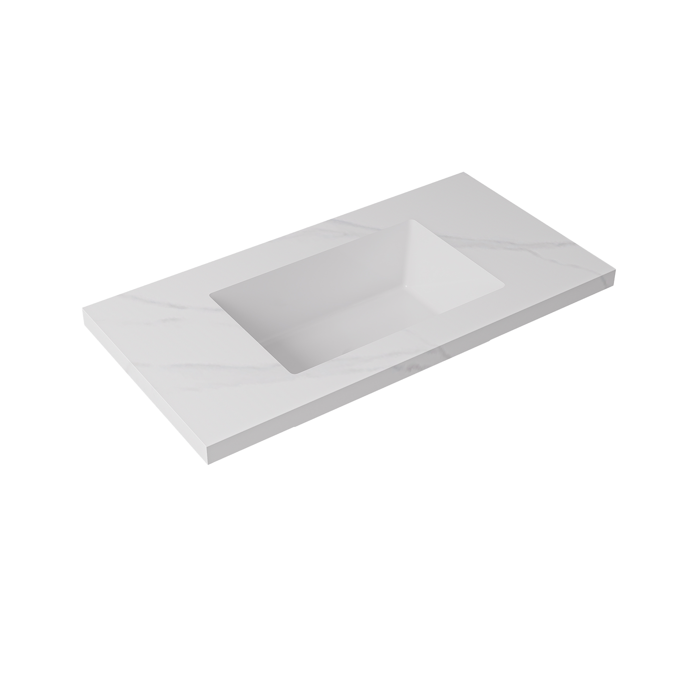 Carrara White Undermount Sintered Stone Top With Seamless Ceramic Basin Without Tap Hole