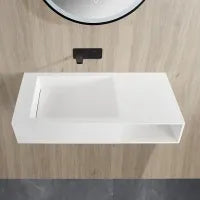 Crete Solid Surface Stone Wall Hung Basin 1000*460*200 Matte White