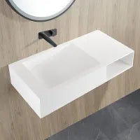 Crete Solid Surface Stone Wall Hung Basin 1000*460*200 Matte White