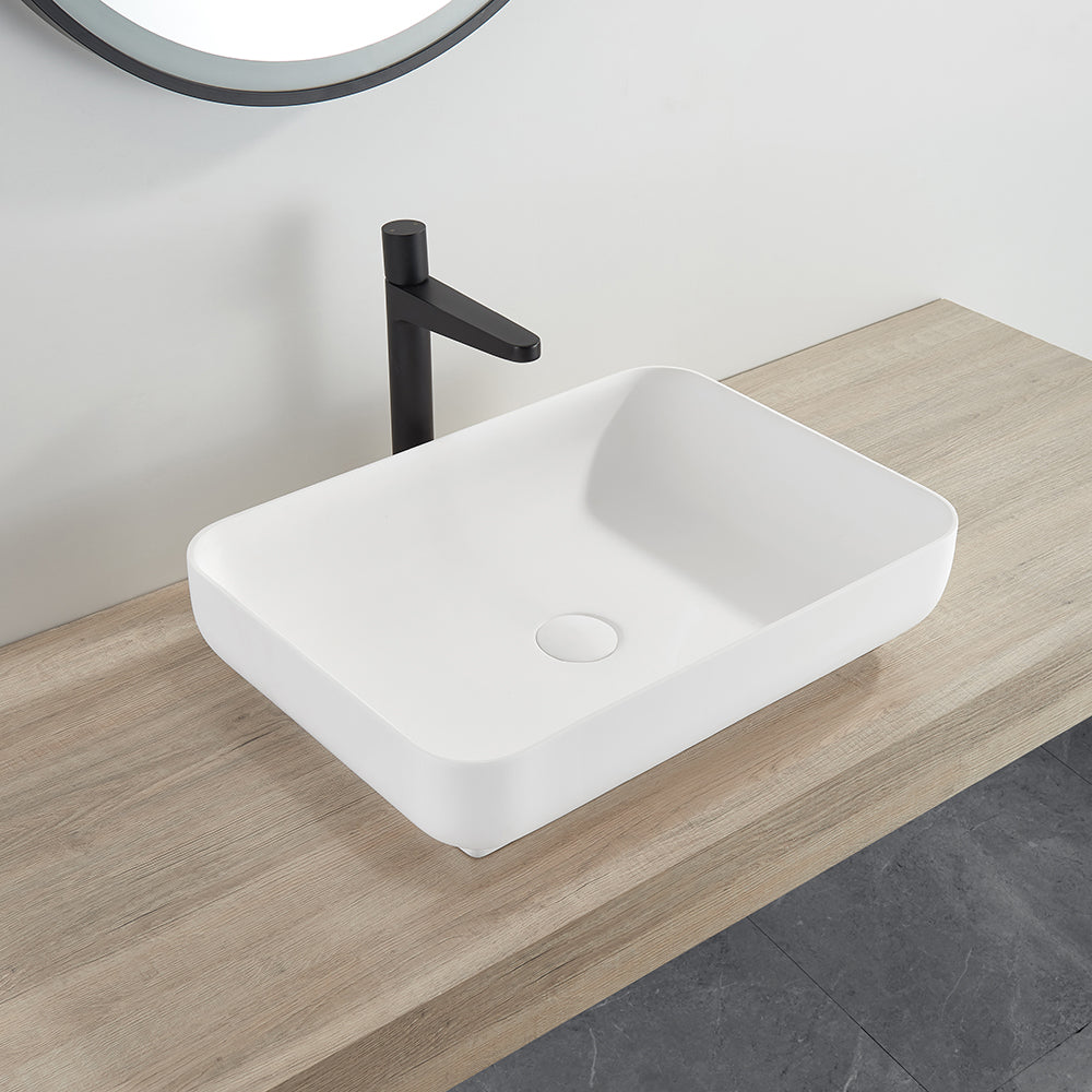 Kliff Solid Surface Above Counter Basin 550x400x130 Matte White