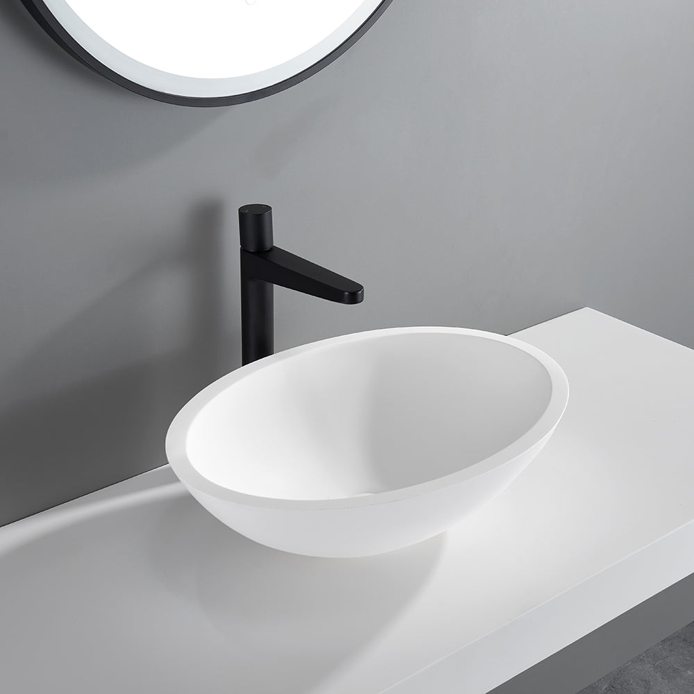 Kirra Solid Surface Above Counter Basin 500x350x150mm Matte White