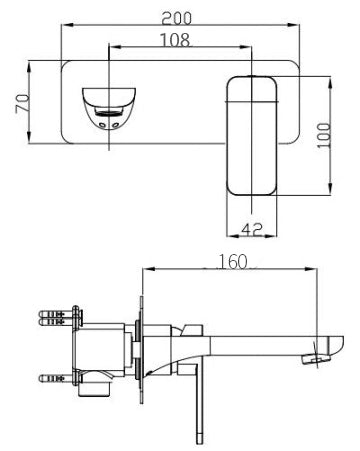 Ivano Series Square Wall Basin/Bath Mixer Spout Set