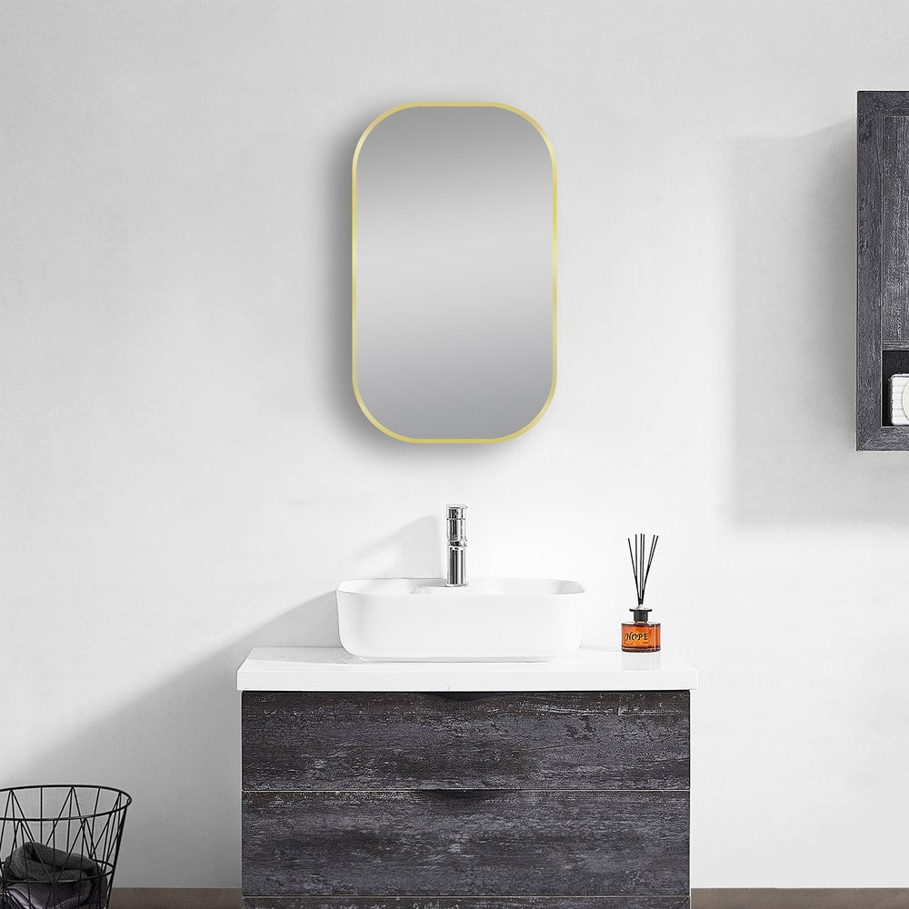450*750mm Matte Brushed Gold Non-Luminous Framed Mirror Mounted Vertical or Horizontal