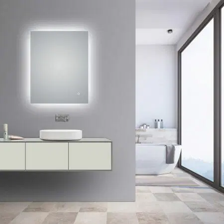 900*750mm Sharpe Edged 3 Color Lighting Backlit LED Mirror Touch Sensor Switch Defogger Pad Wall Mounted Vertical or Horizontal