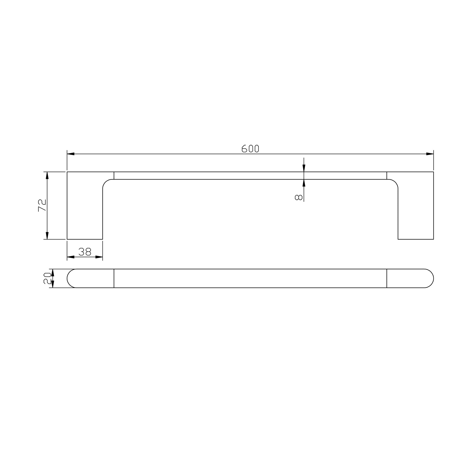 VOG Series Black Single Towel Rail 600mm