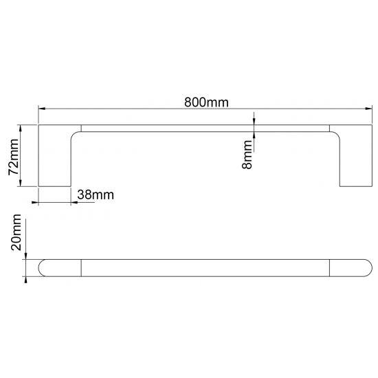 AU Series Brushed Nickel Single Towel Rail 800mm - Living and Bathroom