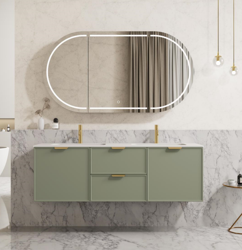 Miami PVC Waterproof Wall Hung Bathroom Vanity Olive Green