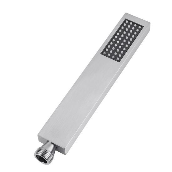 Brushed Nickel Brass Square Handheld Shower Spray Head - Living and Bathroom