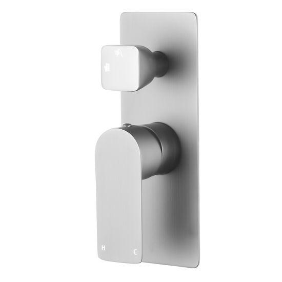 VOG Series Solid Brass Brushed Nickel Bath/Shower Wall Mixer with Diverter Wall Mounted(color up) - Living and Bathroom