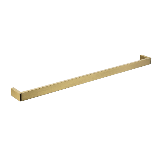 IVANO Series Square Brushed Brass Single Towel Rail 800mm - Living and Bathroom